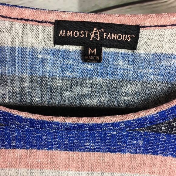 Cropped Thin  Ribbed Striped Scallop Hem Light Sweater - Picture 2 of 6